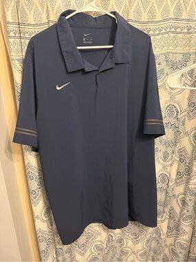 Nike Men's Dark Blue Athletic Polo with Swoosh